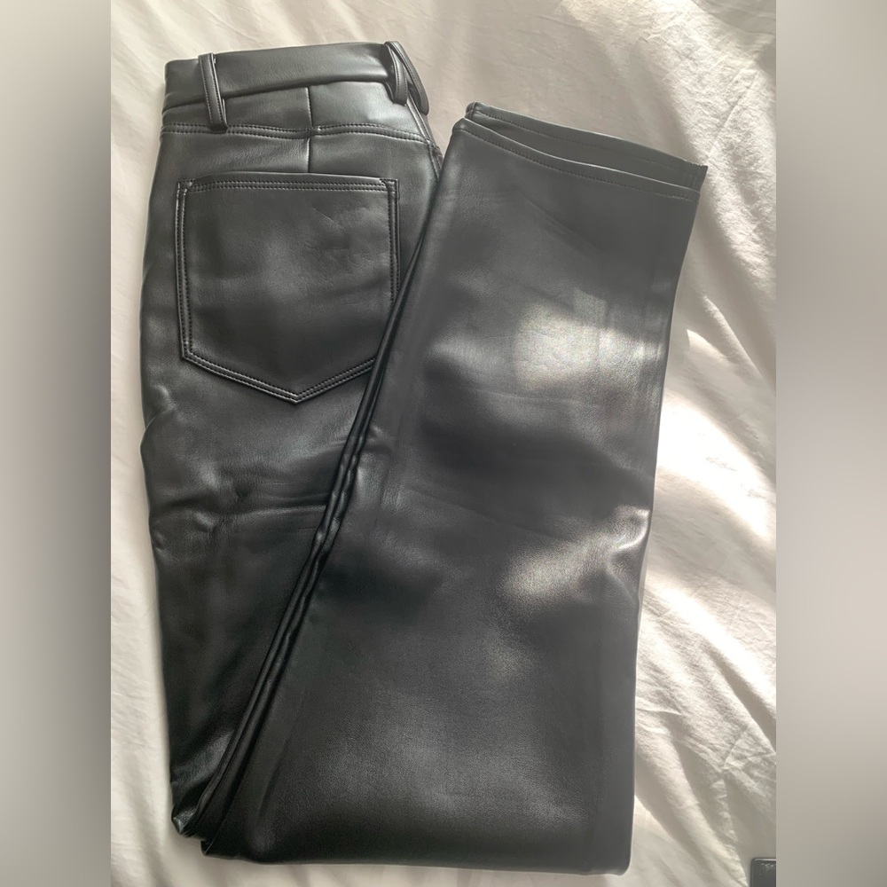 Good American GOOD ICON FAUX LEATHER PANTS - Black size 10/30